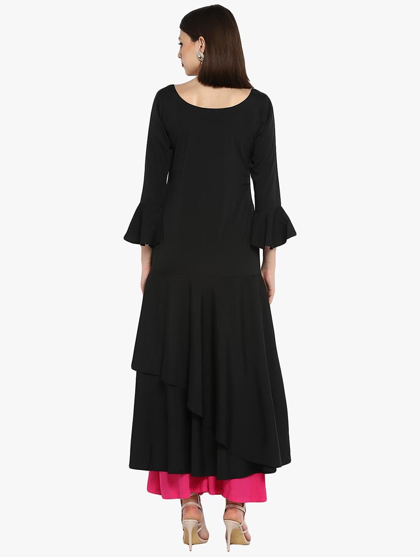 bell sleeved gathered layered dress - 16746555 - Zoom Image - 3
