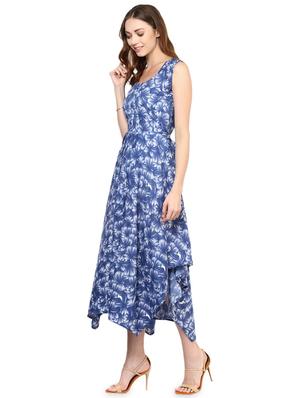 jagged hem floral asymmetric dress - 16746557 - Standard Image - 2