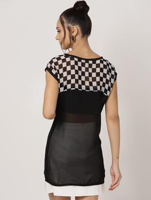 round neck checkered top - 16746563 - Standard Image - 3