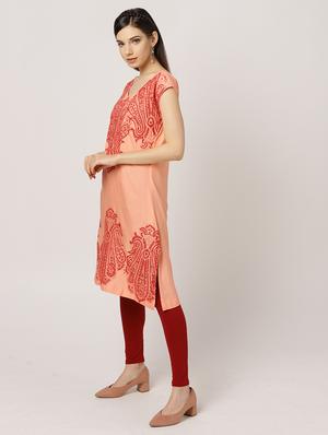 pink rayon aline kurti - 16746569 - Standard Image - 2