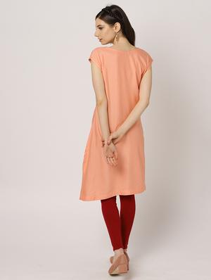 pink rayon aline kurti - 16746569 - Standard Image - 3