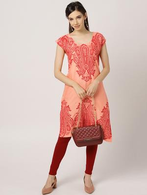 pink rayon aline kurti - 16746569 - Standard Image - 4