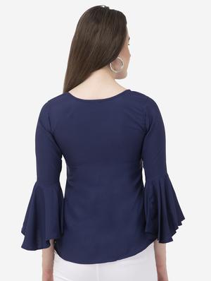 round neck bell sleeved solid top - 16746608 - Standard Image - 3