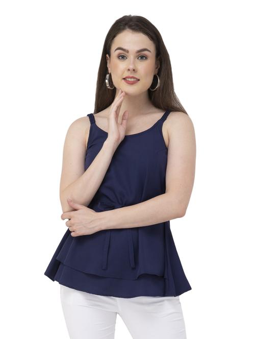 round neck tie knot layered top - 16746609 - Standard Image - 1