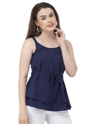 round neck tie knot layered top - 16746609 - Standard Image - 2