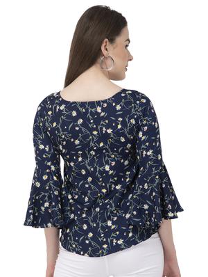 round neck bell sleeved floral top - 16746610 - Standard Image - 3