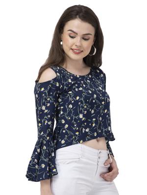 cold shoulder bell sleeved floral top - 16746611 - Standard Image - 2