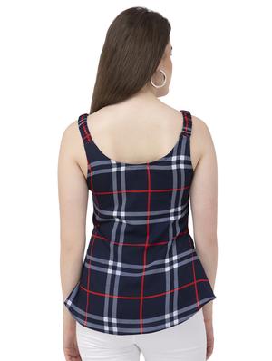 round neck tie knot plaid top - 16746612 - Standard Image - 3
