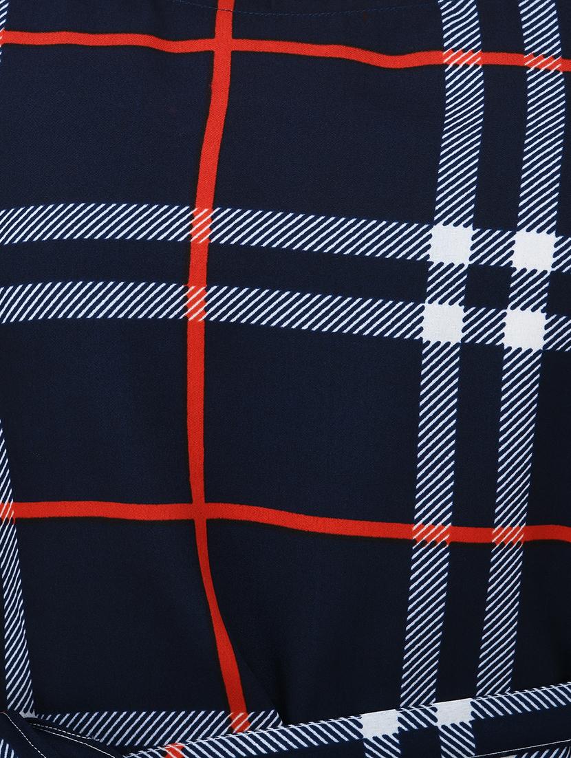 round neck tie knot plaid top - 16746612 - Zoom Image - 4