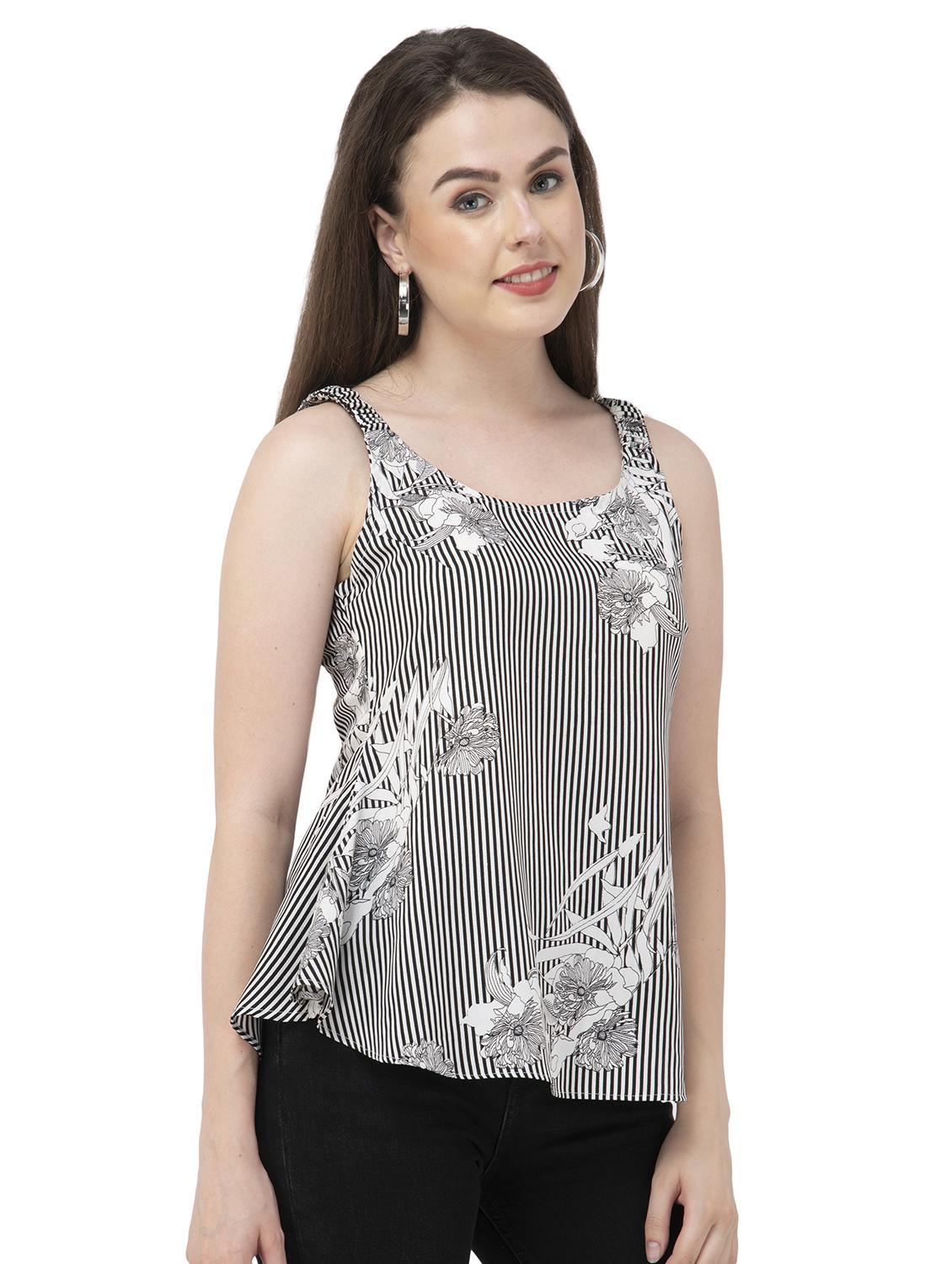 round neck floral striped top - 16746614 - Zoom Image - 2
