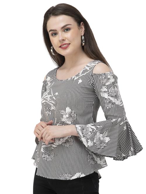 cold shoulder bell sleeved floral top - 16746616 - Standard Image - 1