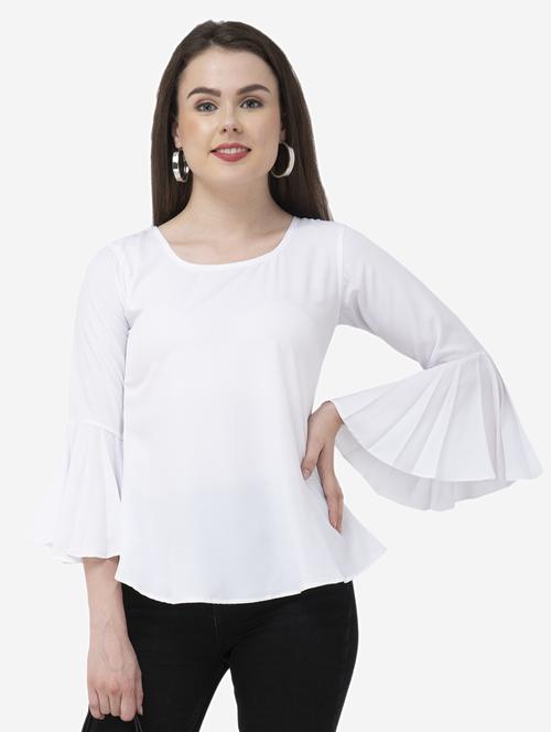 round neck bell sleeved top - 16746619 - Standard Image - 1