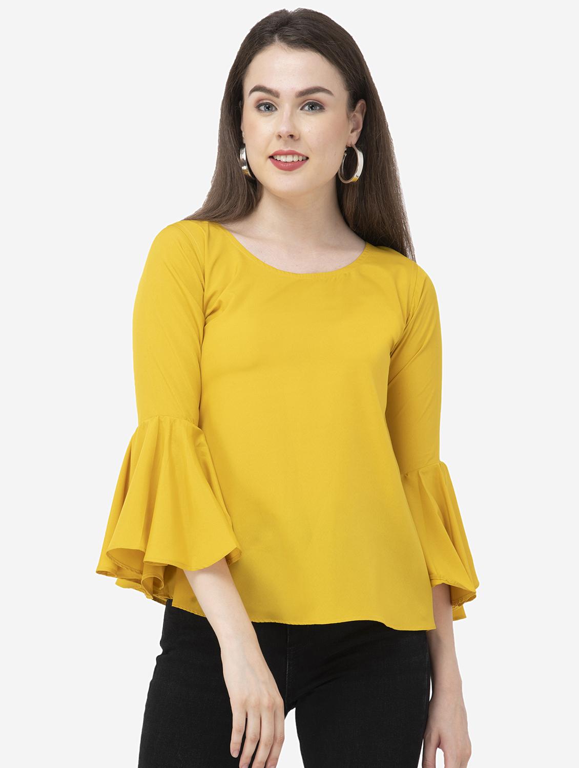 round neck bell sleeved top - 16746620 - Zoom Image - 1