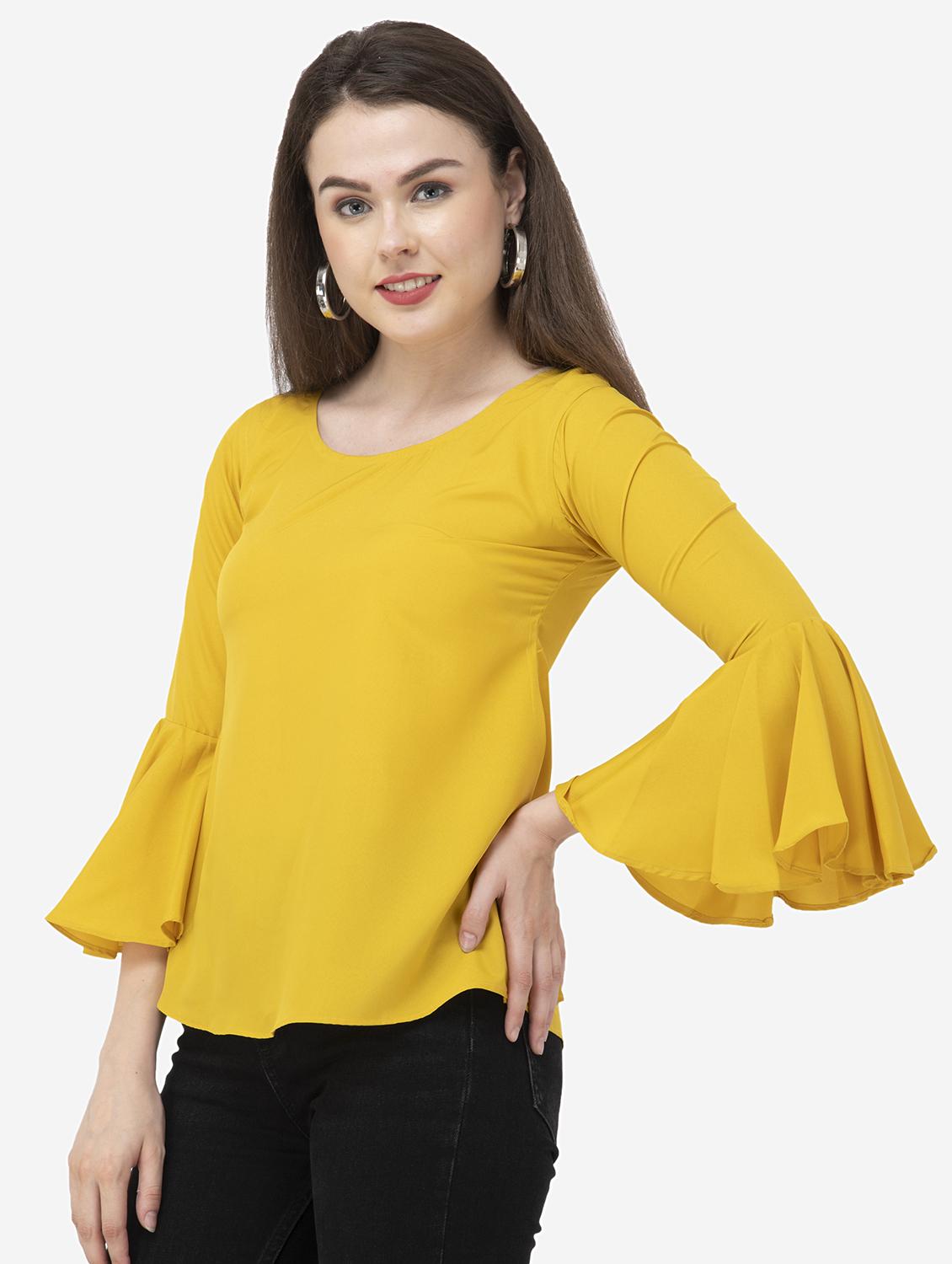 round neck bell sleeved top - 16746620 - Zoom Image - 2