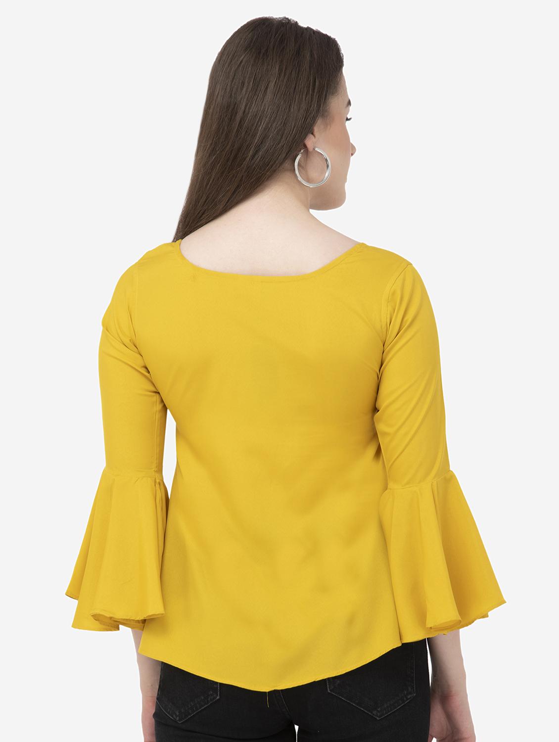 round neck bell sleeved top - 16746620 - Zoom Image - 3