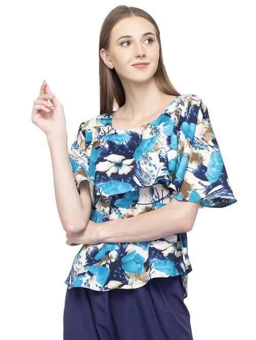 bell sleeved floral layered top - 16746626 - Standard Image - 1