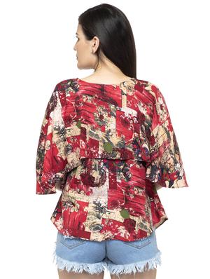 notch neck bell sleeved top - 16746632 - Standard Image - 3