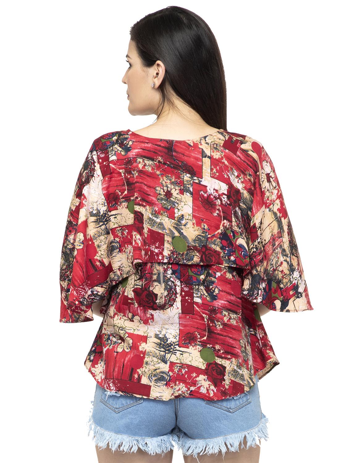 notch neck bell sleeved top - 16746632 - Zoom Image - 3