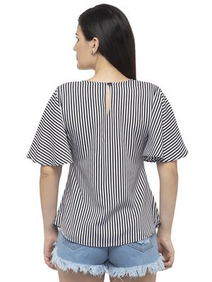 round neck bell sleeved striped top - 16746638 - Standard Image - 3