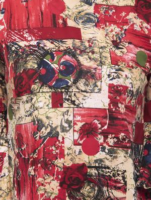 notch neck bell sleeved abstract top - 16746639 - Standard Image - 4