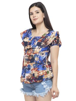 round neck puff sleeved layered top - 16746642 - Standard Image - 2