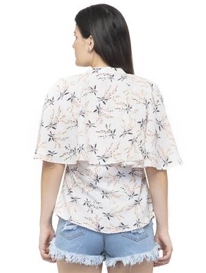 mandarin neck cape sleeved floral top - 16746643 - Standard Image - 3