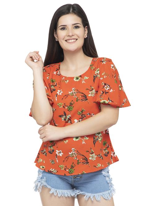 round neck bell sleeved floral top - 16746644 - Standard Image - 1