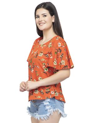 round neck bell sleeved floral top - 16746644 - Standard Image - 2