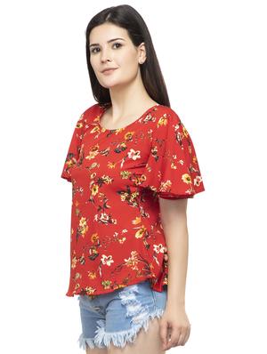 round neck bell sleeved floral top - 16746645 - Standard Image - 2