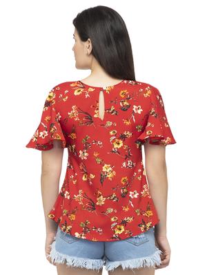 round neck bell sleeved floral top - 16746645 - Standard Image - 3