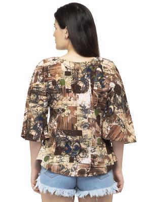 round neck bell sleeved abstract top - 16746647 - Standard Image - 3