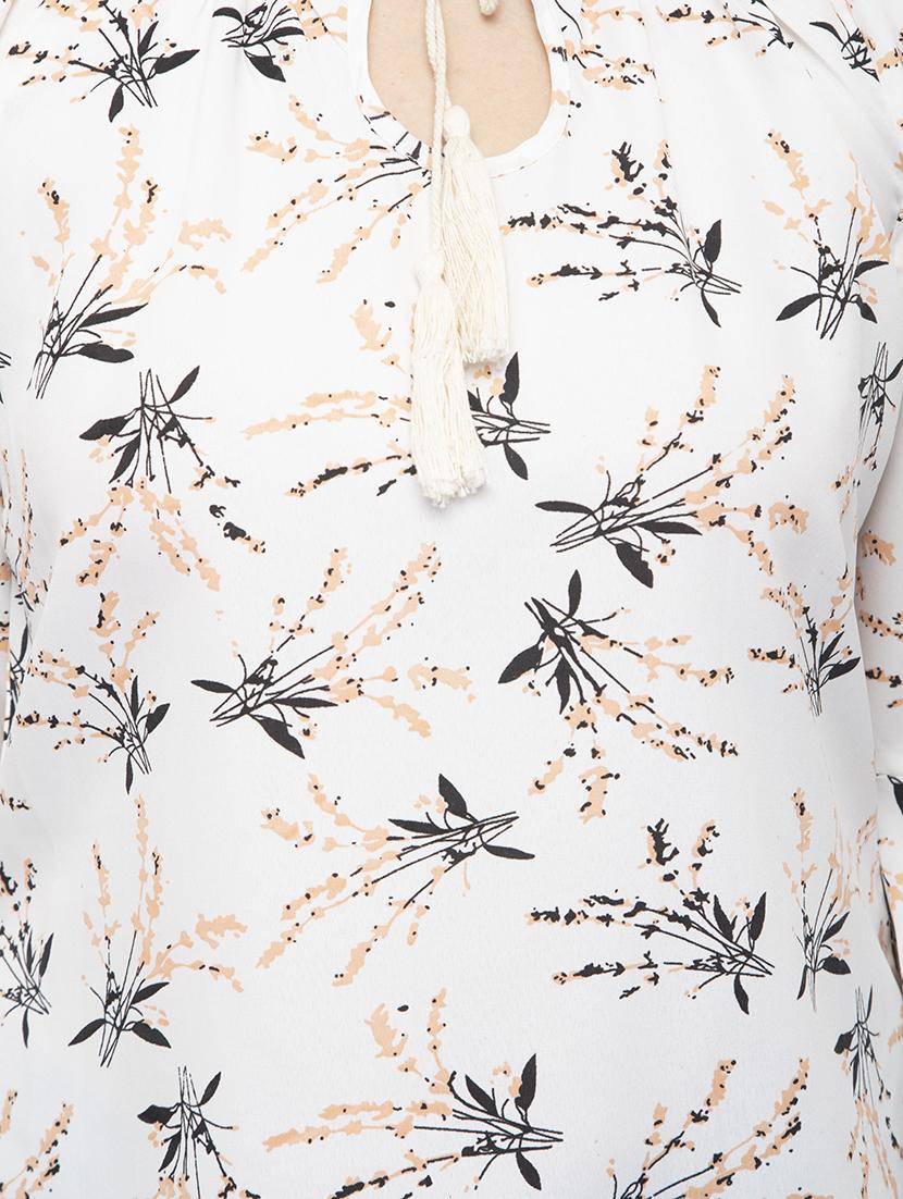 tassel tie up bell sleeved floral top - 16746649 - Zoom Image - 4