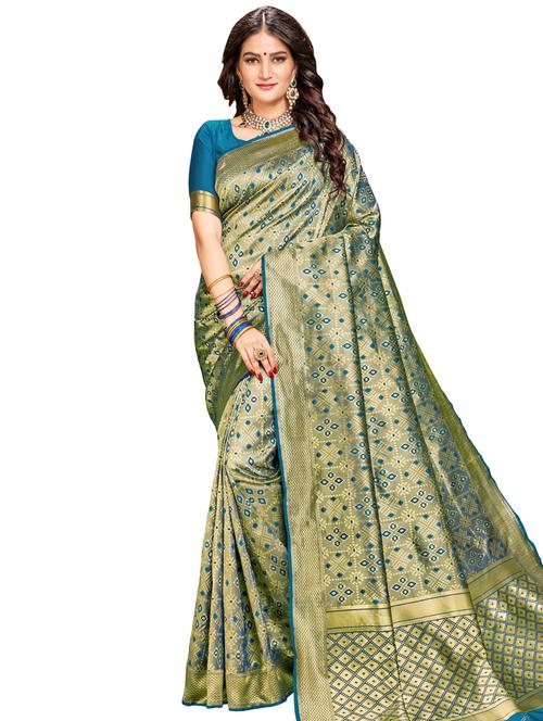 ethnic motif banarasi saree with blouse - 16746773 - Standard Image - 1