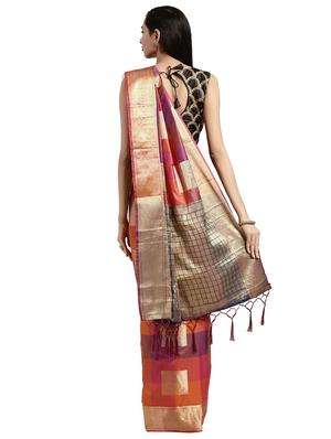 checkered kanjivaram saree with blouse - 16746848 - Standard Image - 2