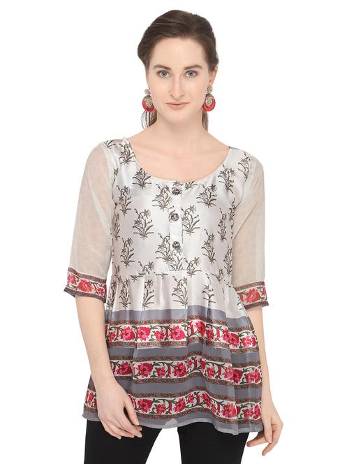 round neck floral tunic - 16746913 - Standard Image - 1