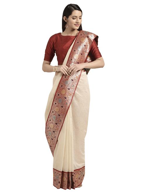 solid banarasi saree with blouse - 16746939 - Standard Image - 1