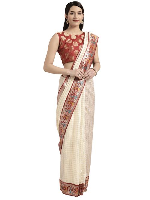 solid banarasi saree with blouse - 16746943 - Standard Image - 1
