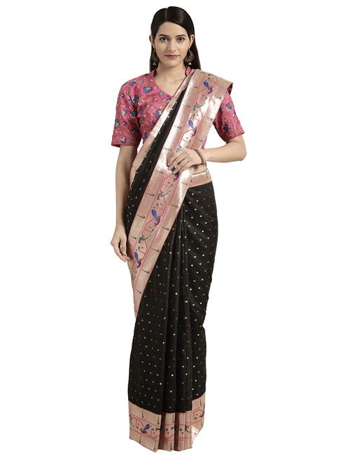 solid banarasi saree with blouse - 16746947 - Very Small Image - 1
