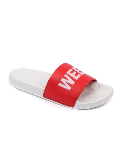 red leatherette slip on flip flops - 16749498 - Standard Image - 1