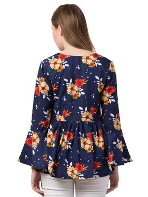 bell sleeved gathered floral top - 16749851 - Standard Image - 3
