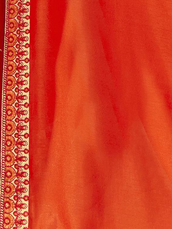 bordered plain saree with blouse - 16749912 - Zoom Image - 3