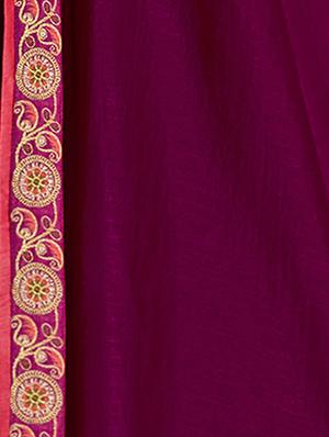 bordered plain saree with blouse - 16749918 - Standard Image - 3