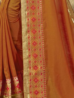 bordered plain saree with blouse - 16749921 - Standard Image - 2
