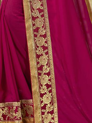 bordered plain saree with blouse - 16749924 - Standard Image - 2