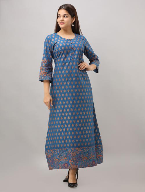 foil print a-line kurta - 16750030 - Standard Image - 1