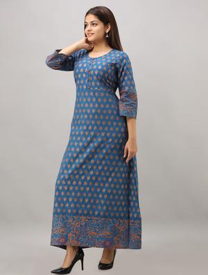 foil print a-line kurta - 16750030 - Standard Image - 2