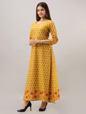 foil print a-line kurta - 16750031 - Standard Image - 2