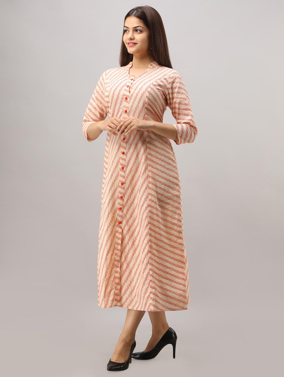 ikat print a-line ethnic dress - 16750033 - Zoom Image - 2