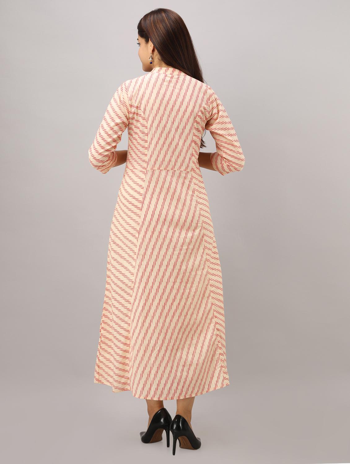 ikat print a-line ethnic dress - 16750033 - Zoom Image - 3