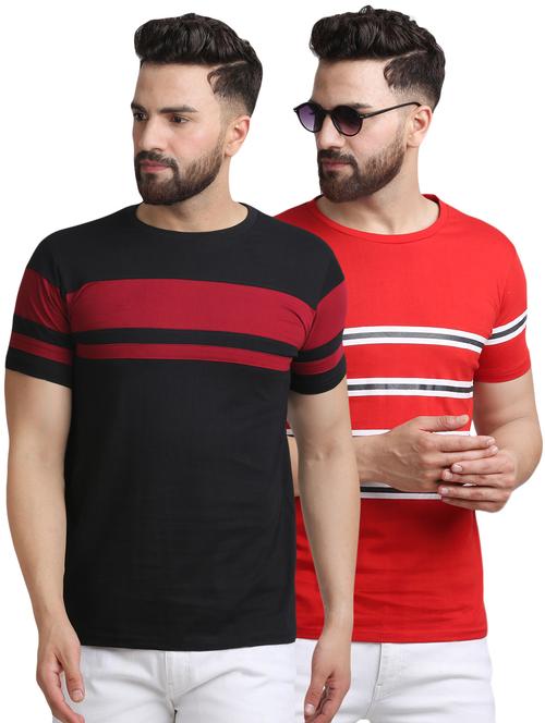 black and red striped combo t-shirts - 16750064 - Standard Image - 1
